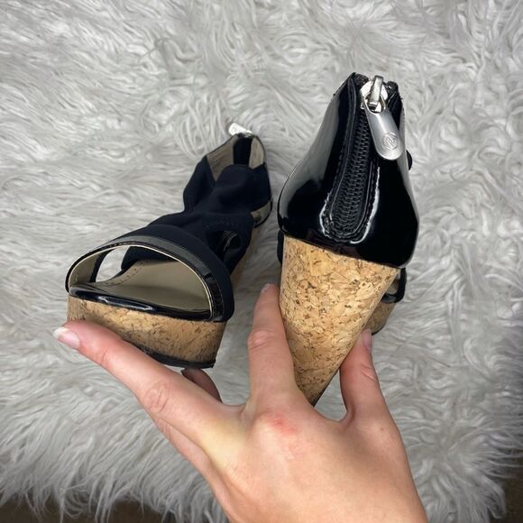 Adrienne Vittadini- Chelle Black Open-Toed Wedges - Picture 5 of 5